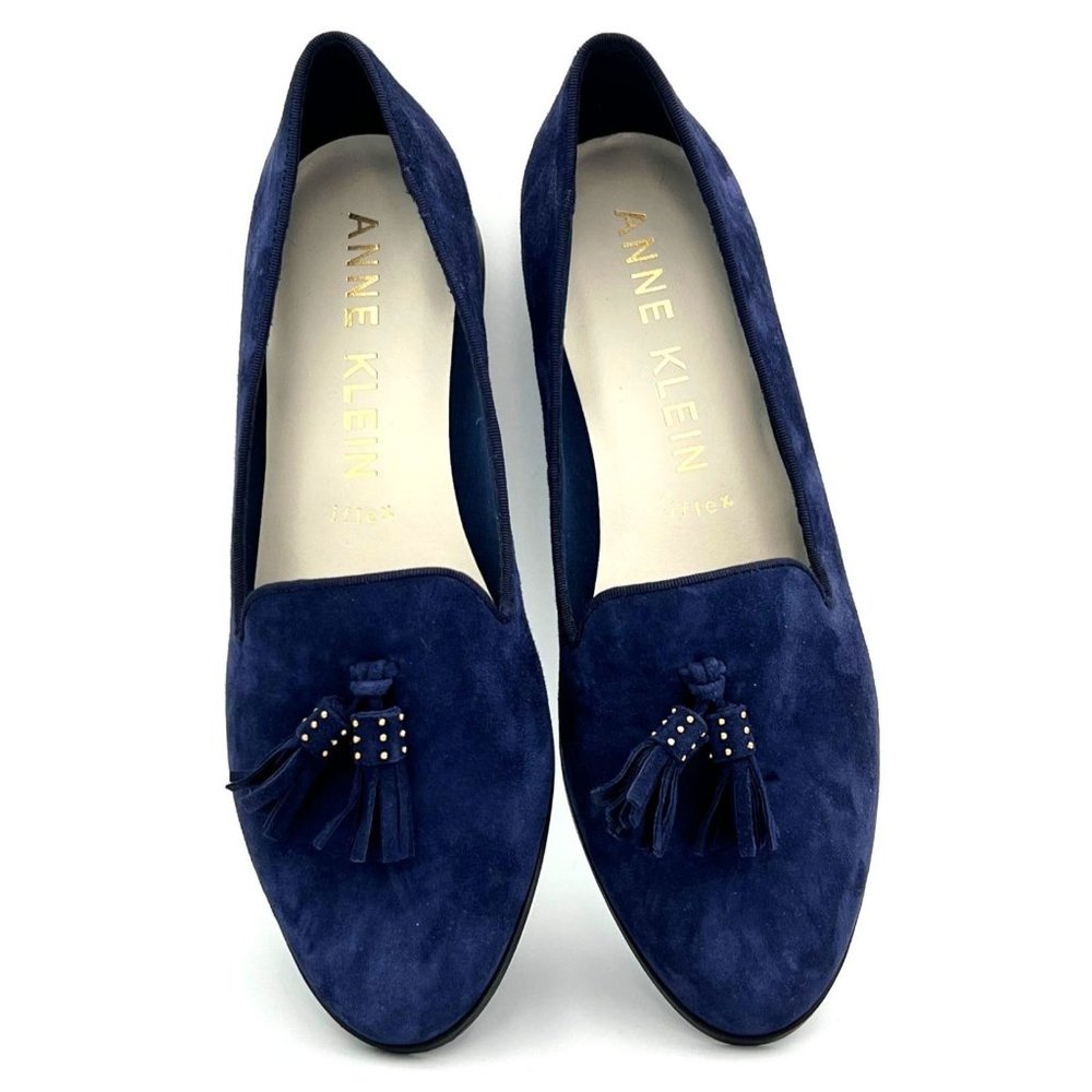 NWOT Anne Klein iFlex Duval Blue SuedeTassel Flats Size 9.5M